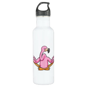 Flamingo at Yoga in Cross-legged 710 Ml Water Bottle