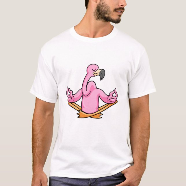 Flamingo at Yoga in Cross-legged T-Shirt (Front)