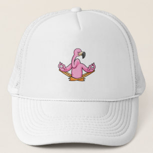 Flamingo at Yoga in Cross-legged Trucker Hat