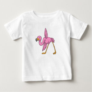 Flamingo at Yoga Stretching exercise Baby T-Shirt