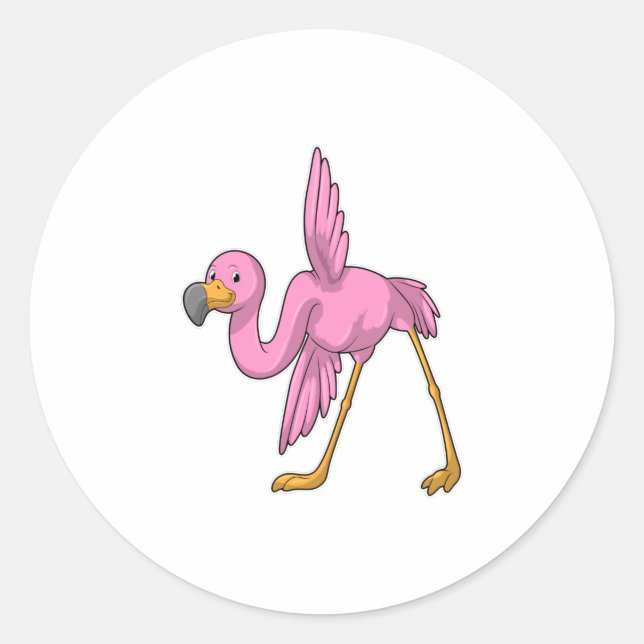 Flamingo at Yoga Stretching exercise Classic Round Sticker (Front)