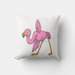 Flamingo at Yoga Stretching exercise Throw Pillow