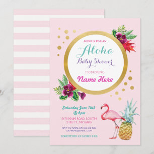 Flamingo Baby Shower Aloha Tropical Invite