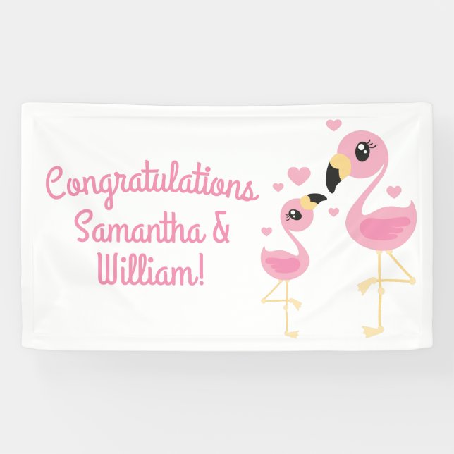 Flamingo Baby Shower Cute Tropical Banner (Horizontal)