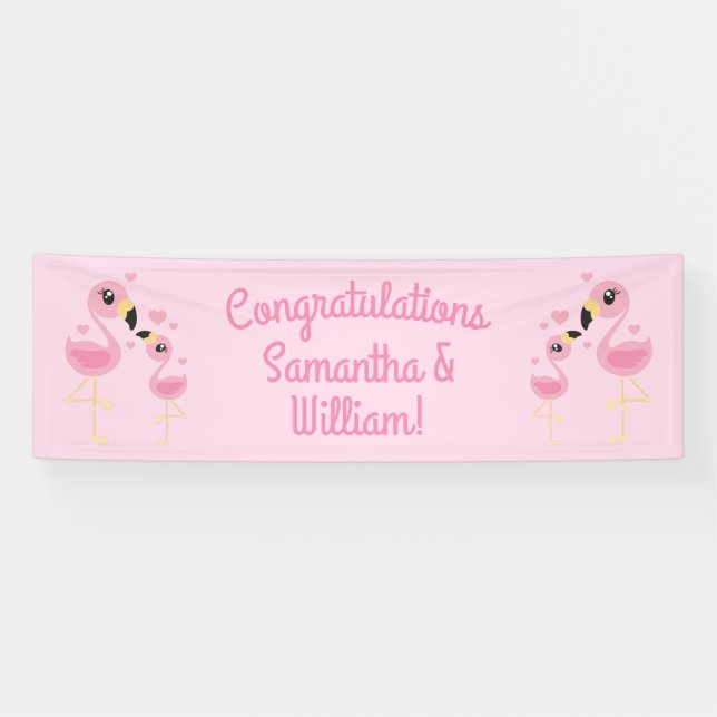 Flamingo Baby Shower Cute Tropical Banner (Horizontal)