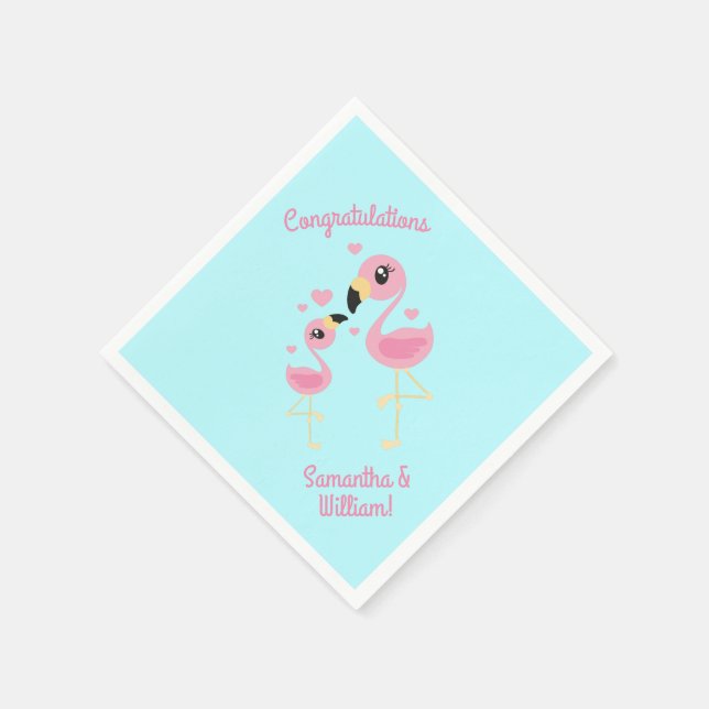 Flamingo Baby Shower Cute Tropical Napkin (Corner)