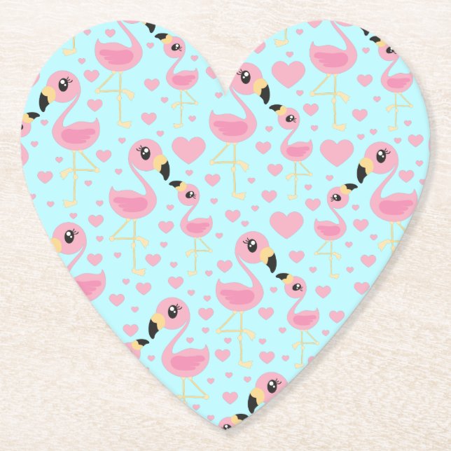 Flamingo Baby Shower Cute Tropical Paper Coaster (Front)