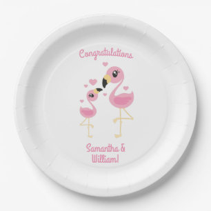 Flamingo Baby Shower Cute Tropical Paper Plate