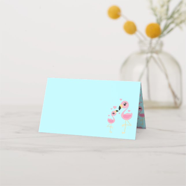 Flamingo Baby Shower Cute Tropical Place Card (Front)