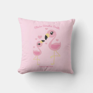 Flamingo Baby Shower Cute Tropical Throw Pillow
