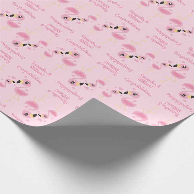 Flamingo Baby Shower Cute Tropical Wrapping Paper (Corner)