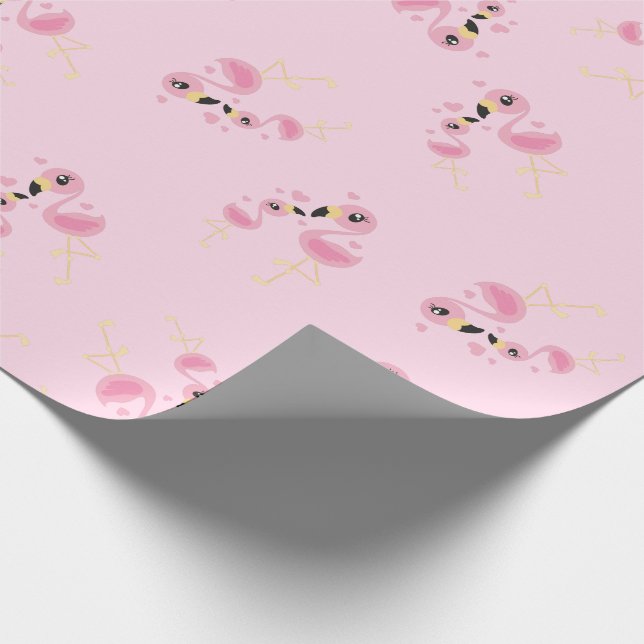 Flamingo Baby Shower Cute Tropical Wrapping Paper (Corner)
