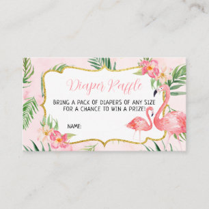 Flamingo Baby Shower Diaper Raffle Business Card