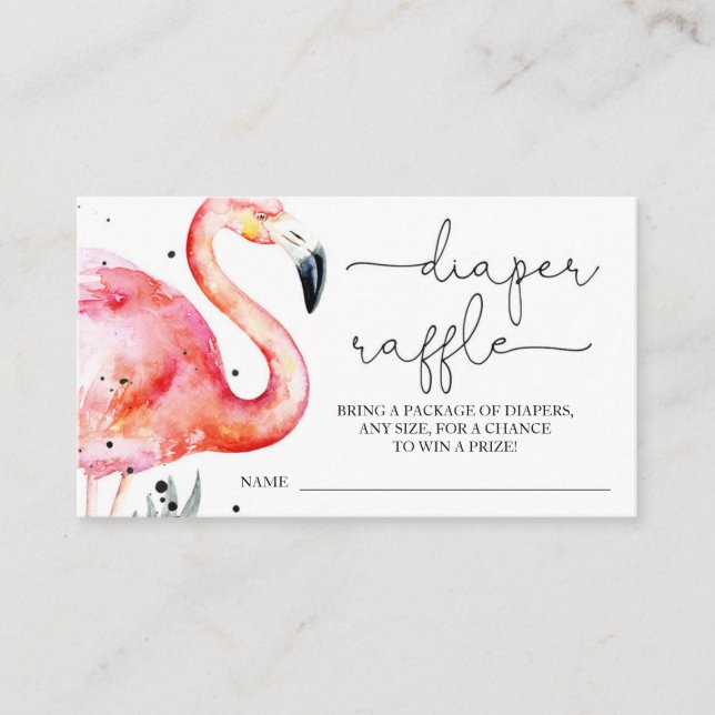 Flamingo Baby Shower Diaper Raffle Enclosure Card (Front)