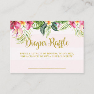 Flamingo baby shower diaper raffle insert card