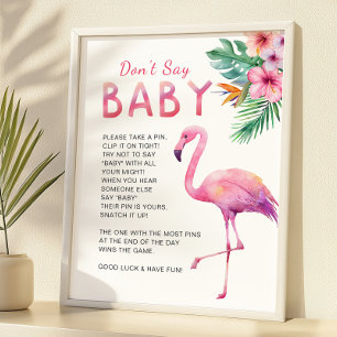 Flamingo Baby Shower Game Sign – Don’t Say Baby