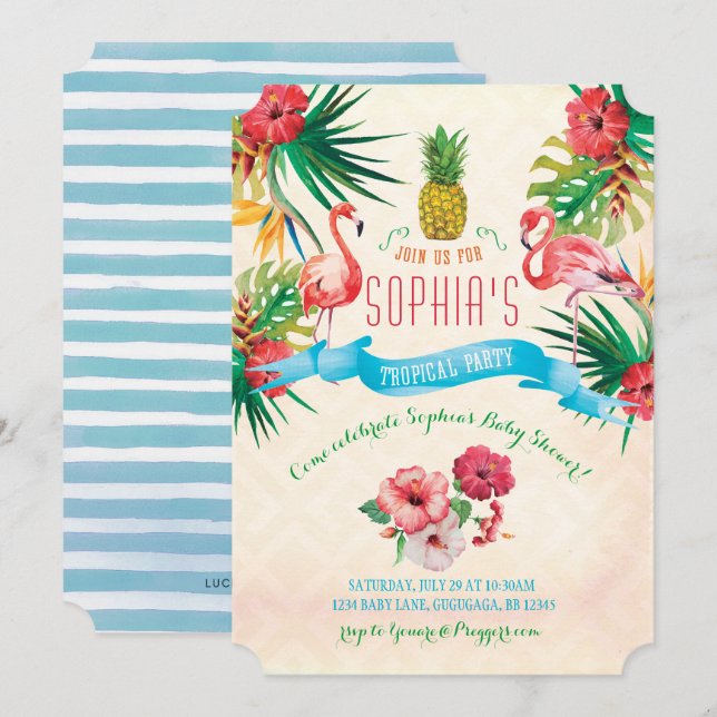 Flamingo Baby Shower Invitation (Front/Back)