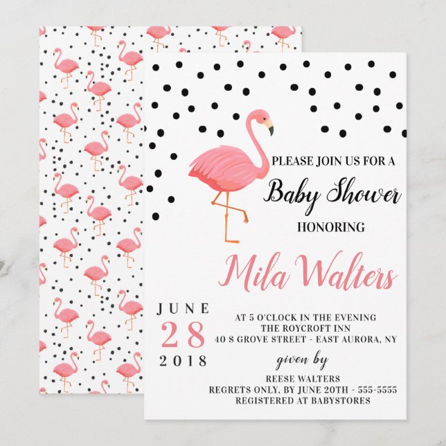 Flamingo Baby Shower Invitation (Front/Back)
