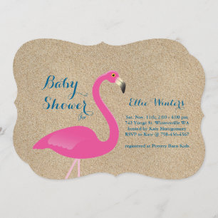 Flamingo Baby Shower Invitation - Beach Sand