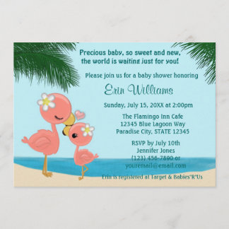 Flamingo Baby Shower invitation Mommy Kiss