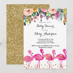 Flamingo Baby Shower Invitation Pink