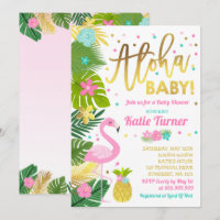 Flamingo Baby Shower Invitation Tropical Shower