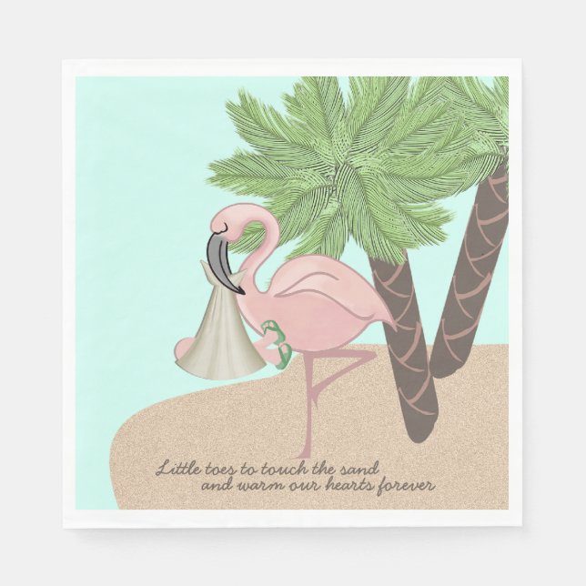Flamingo Baby Shower Napkin (Front)