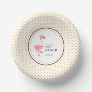 Flamingo Baby Shower Paper Plate
