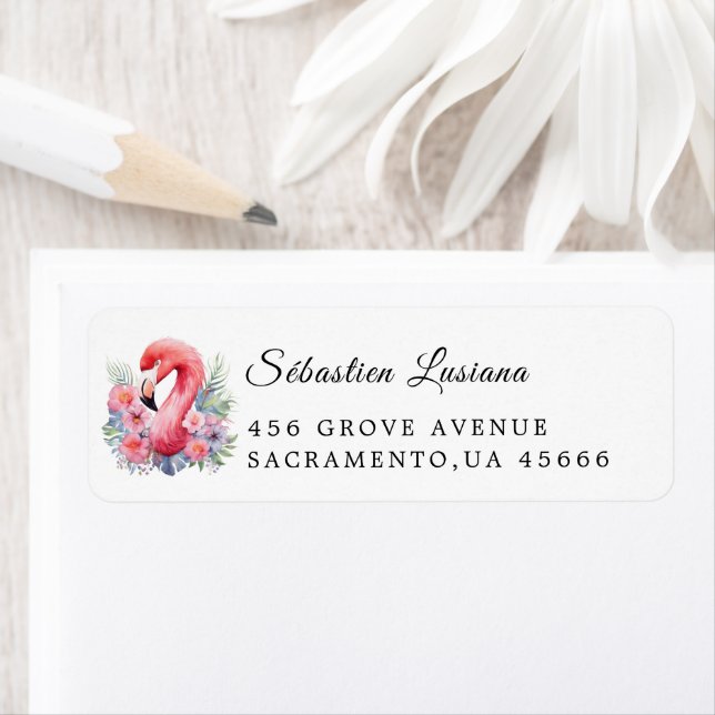 Flamingo  Baby Shower Return Address (Insitu)