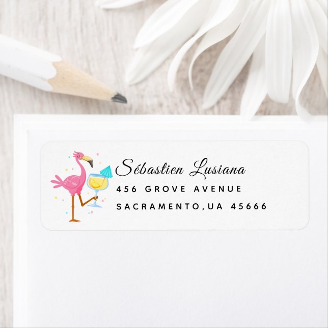 Flamingo  Baby Shower Return Address (Insitu)