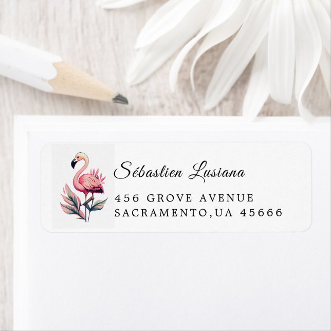 Flamingo  Baby Shower Return Address (Insitu)