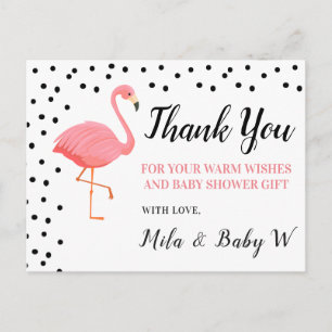 Flamingo Baby Shower Thank You Post Card