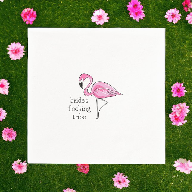 Flamingo Bachelorette Bridesmaid Flocking Tribe Napkin (Creator Uploaded)
