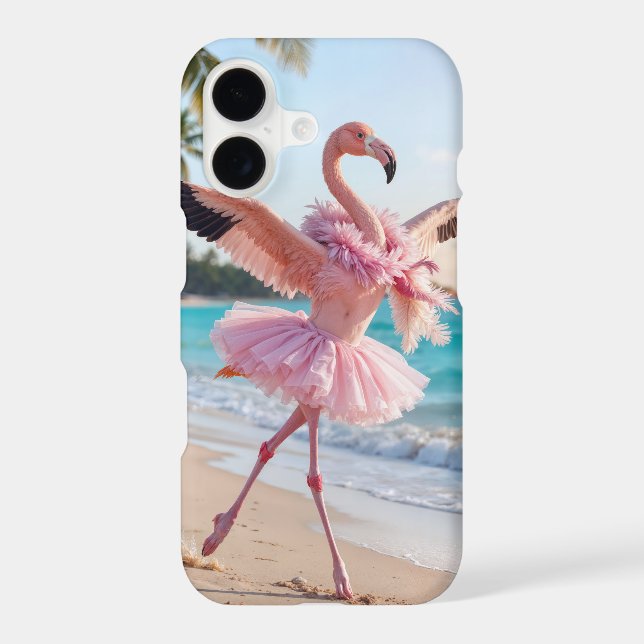 Flamingo Ballerina In a Pink Tutu On the Beach (Back)