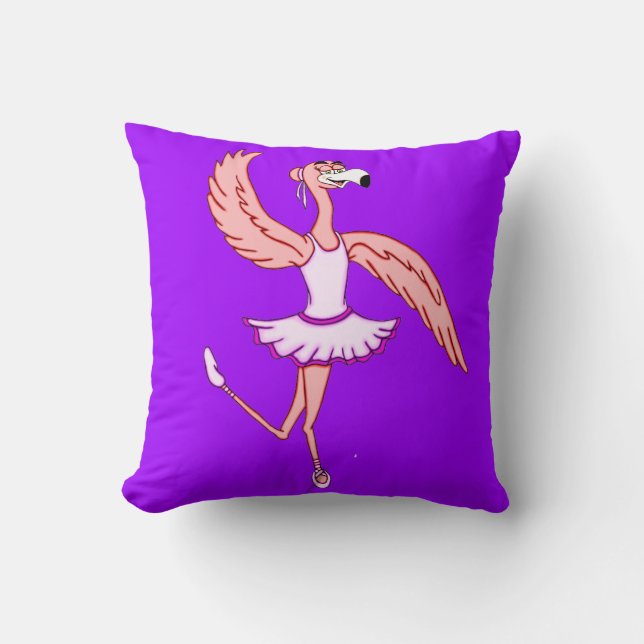 Flamingo Ballerina Throw Pillow (Front)
