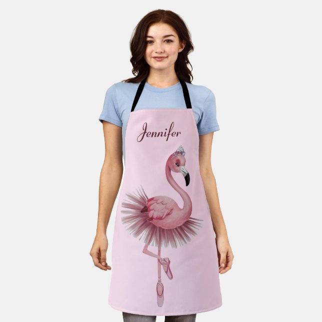 Flamingo Ballet Dancer Personalized Apron (Worn)