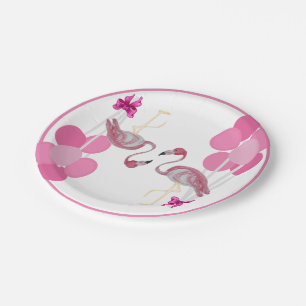 Flamingo Balloons  Party Plate