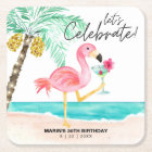 Flamingo Beach Cocktail Palm Tropical Birthday