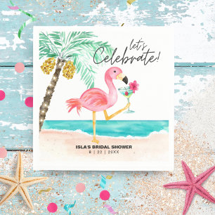 Flamingo Beach Cocktail Tropical Bridal Shower Napkin