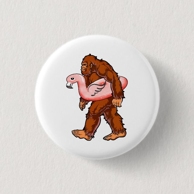 Flamingo Bigfoot 1 Inch Round Button (Front)