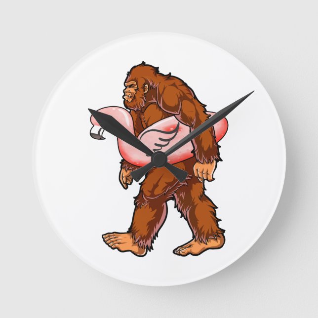 Flamingo Bigfoot  Round Clock (Front)