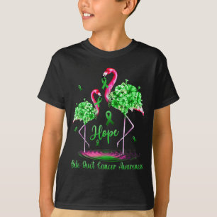 Flamingo Bile Duct Cancer Awareness Graphic Art T-Shirt