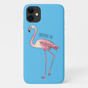 Flamingo bird cartoon illustration   iPhone 11 case