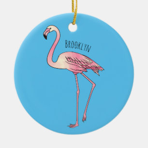 Flamingo bird cartoon illustration  ceramic ornament
