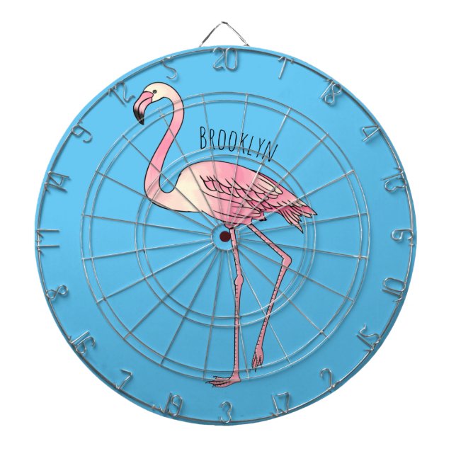 Flamingo bird cartoon illustration  dartboard (Front)