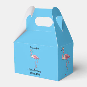 Flamingo bird cartoon illustration favor box