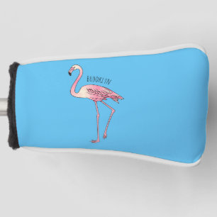 Flamingo bird cartoon illustration  golf head cover