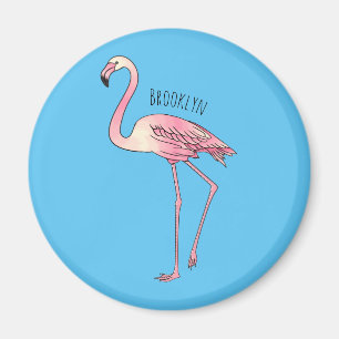 Flamingo bird cartoon illustration  magnet