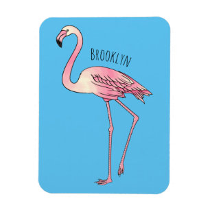 Flamingo bird cartoon illustration magnet