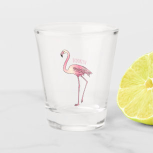 Flamingo bird cartoon illustration  shot glass